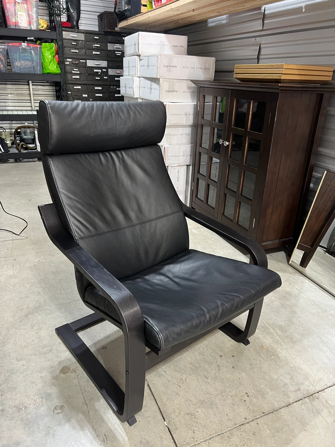 Black Leather poang chair