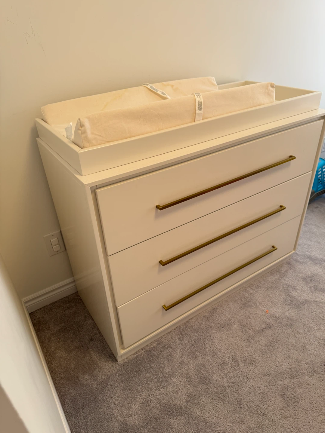 Cream 3-Drawer Dresser with Changing Top