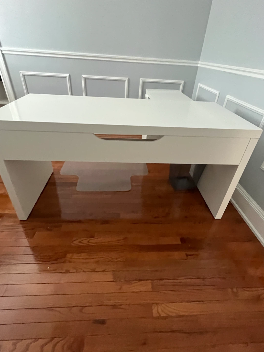 White L-Shaped Desk with File Cabinet - photo 2