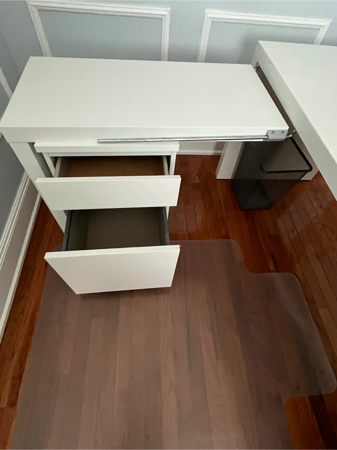 White L-Shaped Desk with File Cabinet - photo 3