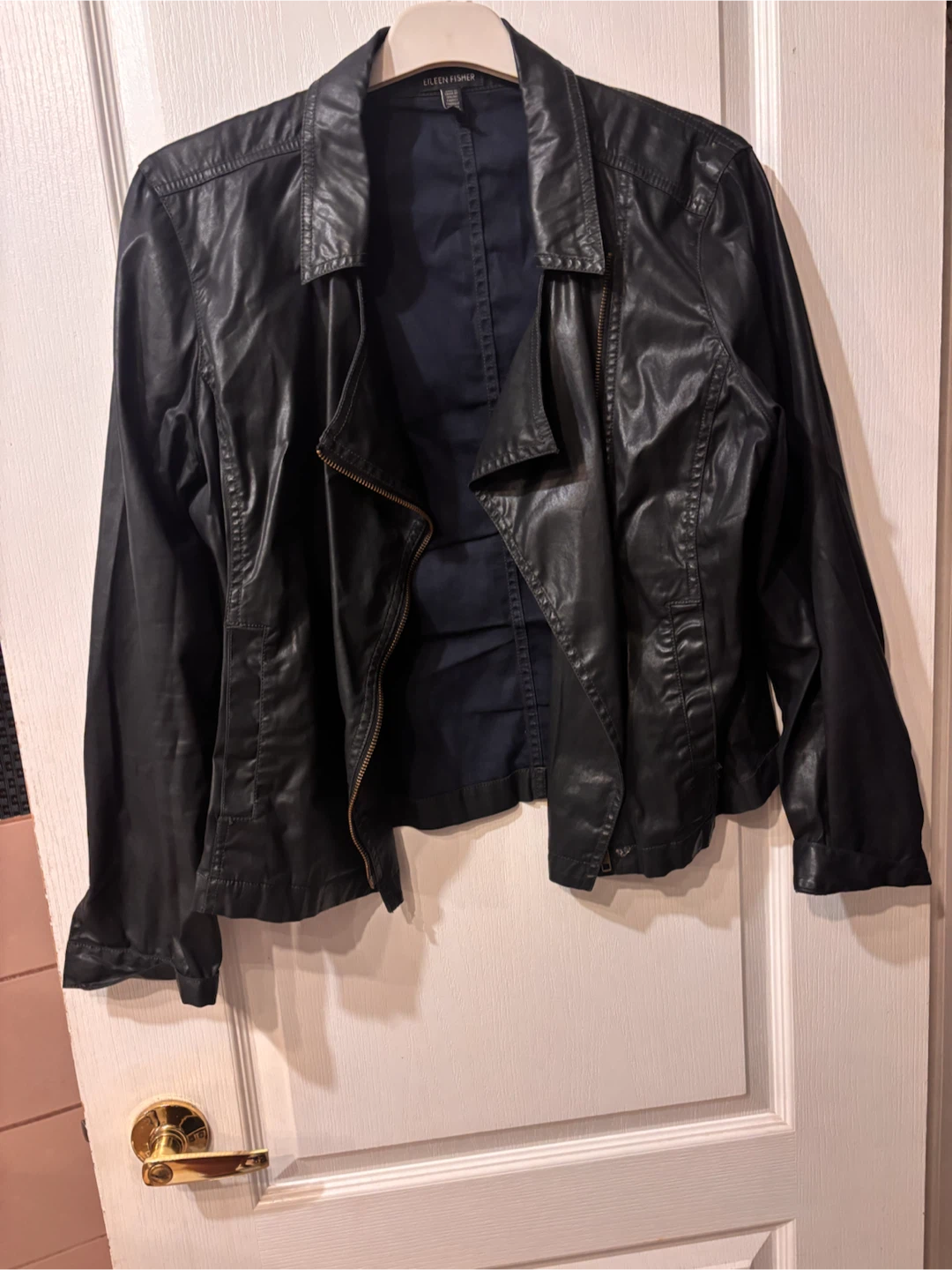 Eileen Fisher Black Faux Leather Moto Jacket - photo 2