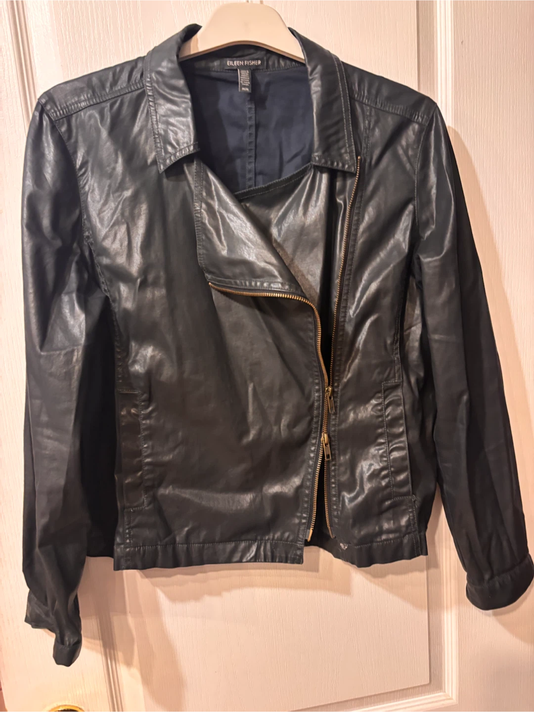 Eileen Fisher Black Faux Leather Moto Jacket - photo 3