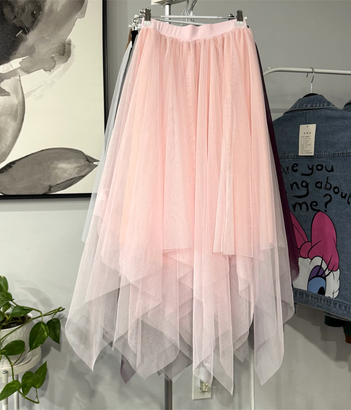 Women's Tulle Midi Skirt - Asymmetrical Hem - photo 2