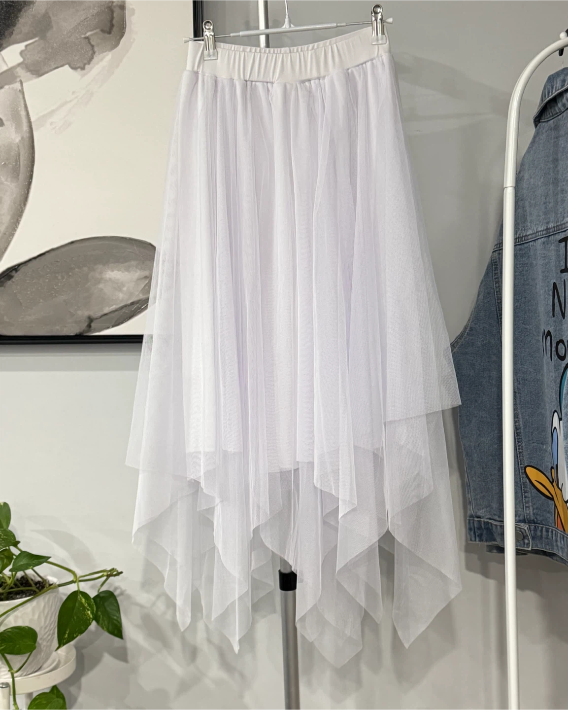 Women's Tulle Midi Skirt - Asymmetrical Hem - photo 4