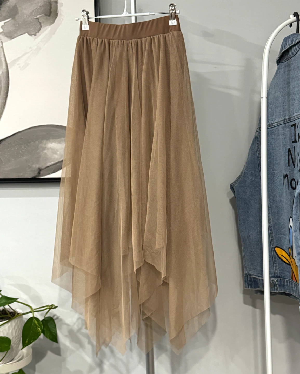 Women's Tulle Midi Skirt - Asymmetrical Hem - photo 5