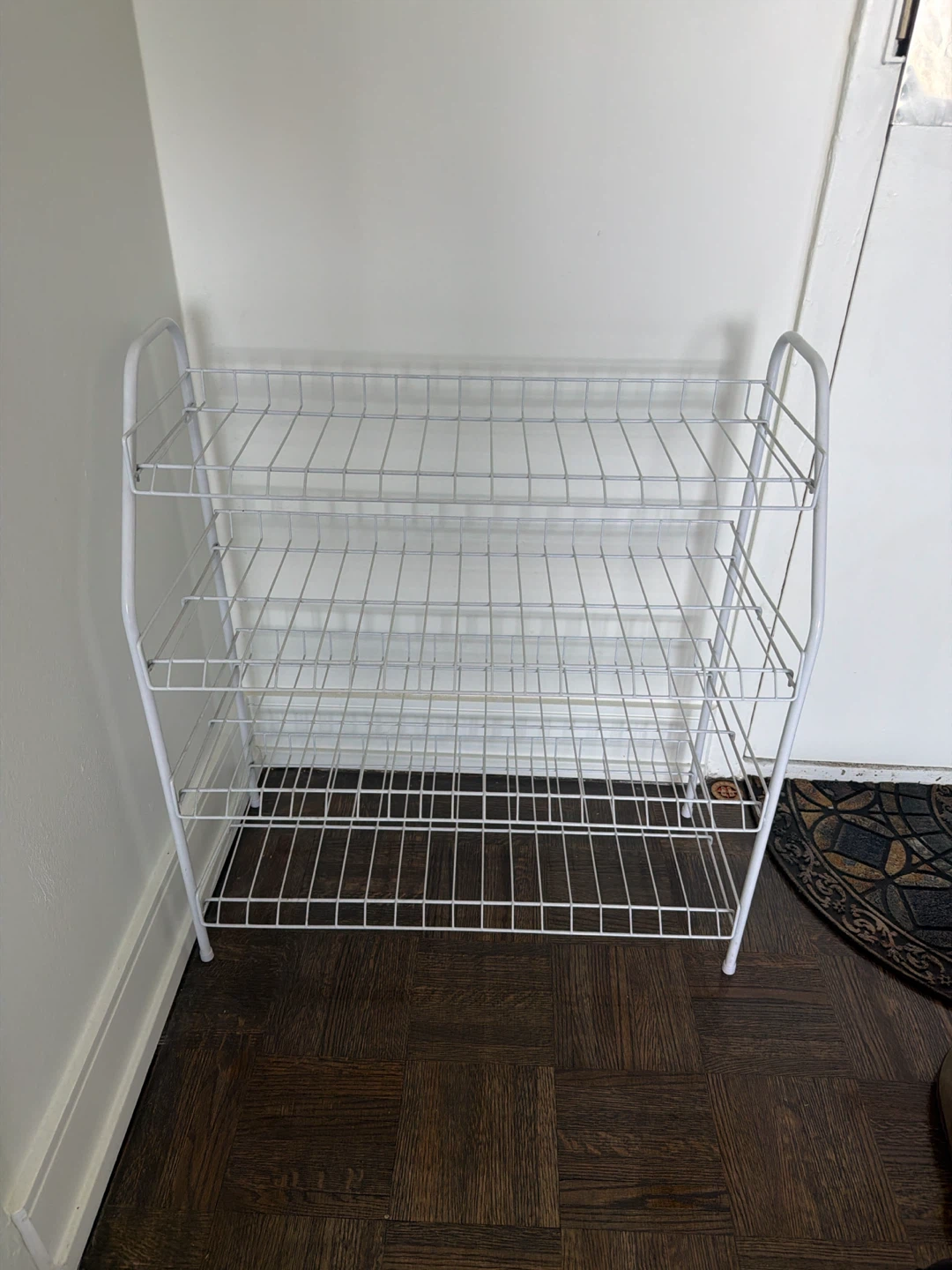 White 3-Tier Wire Shoe Rack