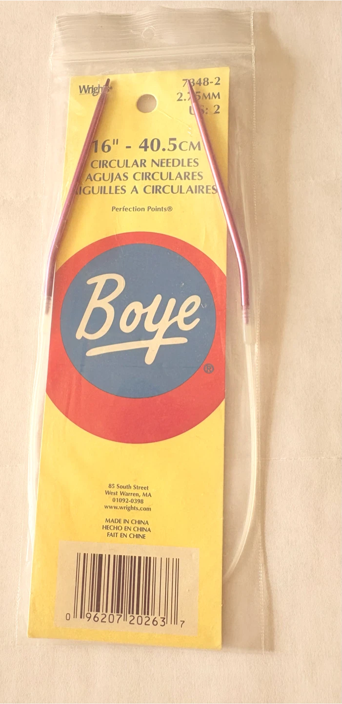 Boye 16” circular knitting needle US 2