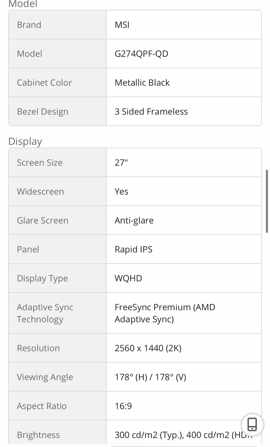 MSI G274QPF-QD 27" WQHD 170Hz Gaming Monitor - photo 3