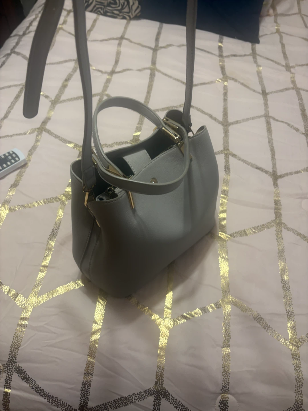 Light Grey Handbag with Shoulder Strap