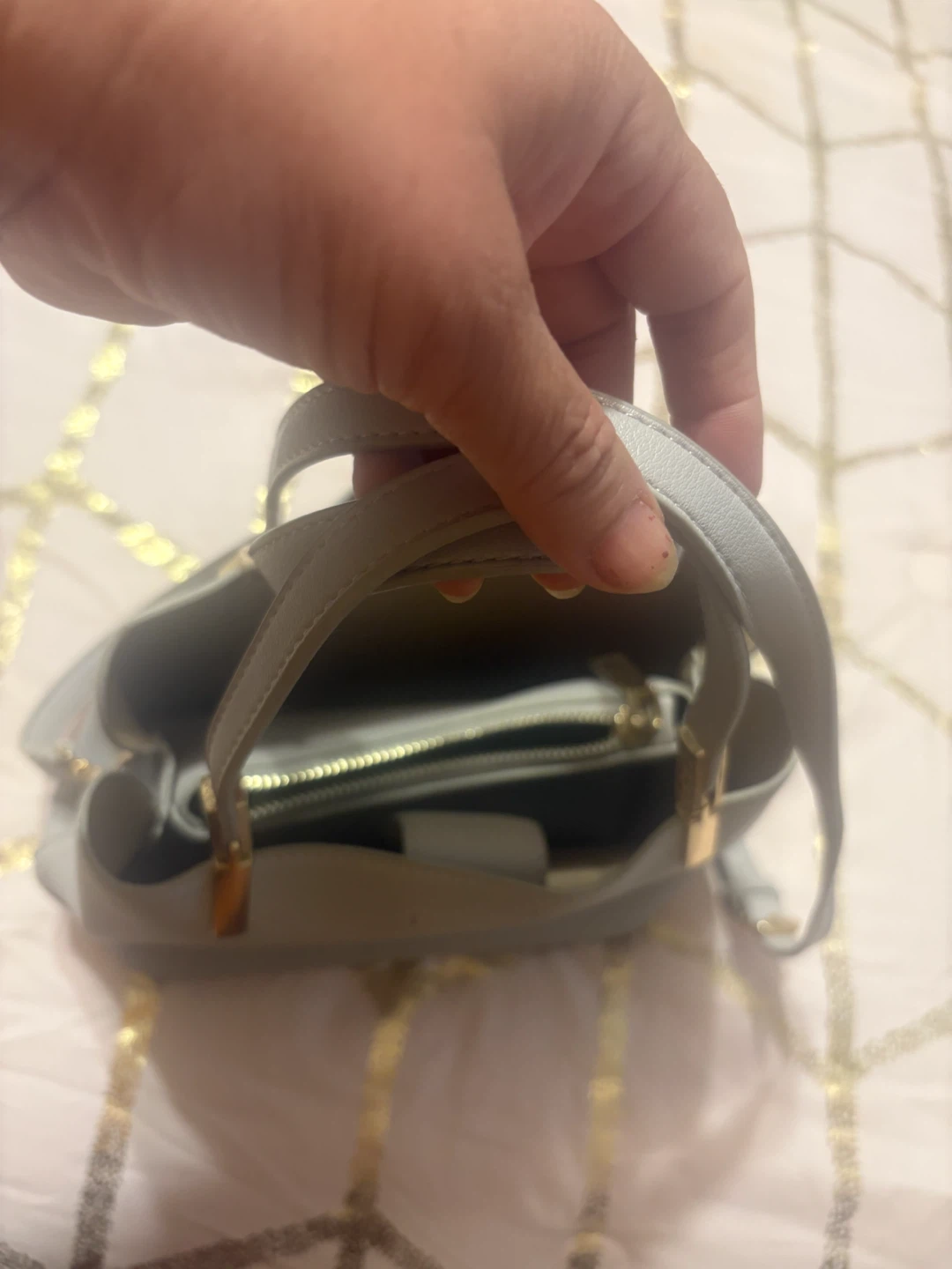 Light Grey Handbag with Shoulder Strap - photo 2