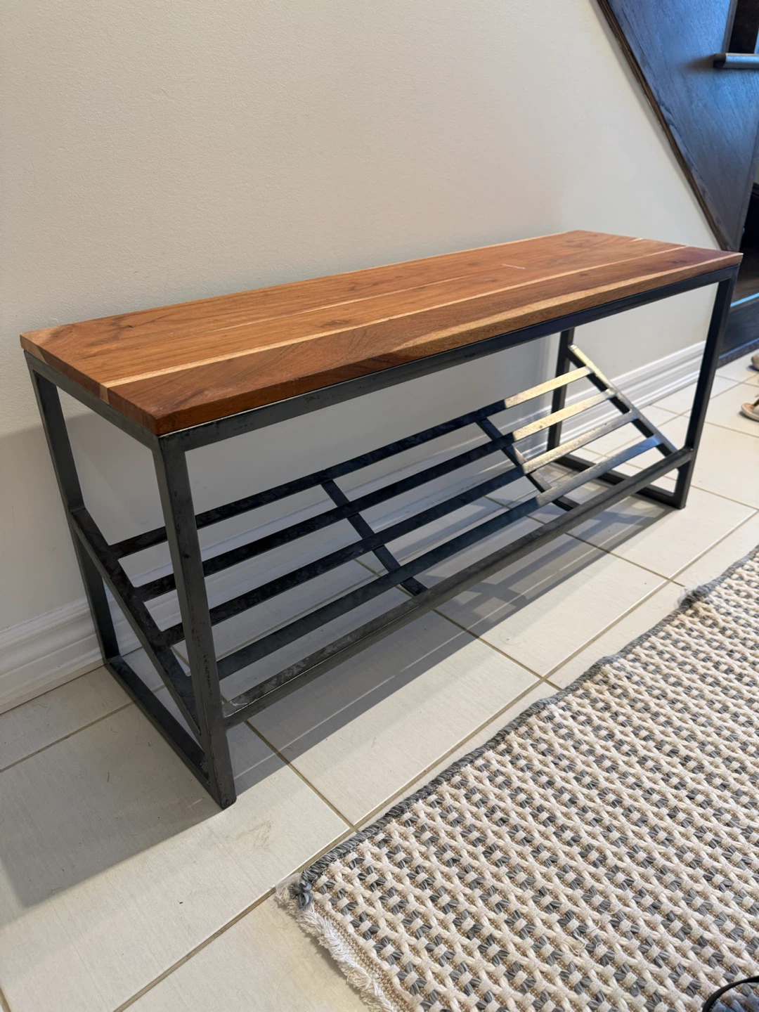 Wood and Metal Entryway Bench