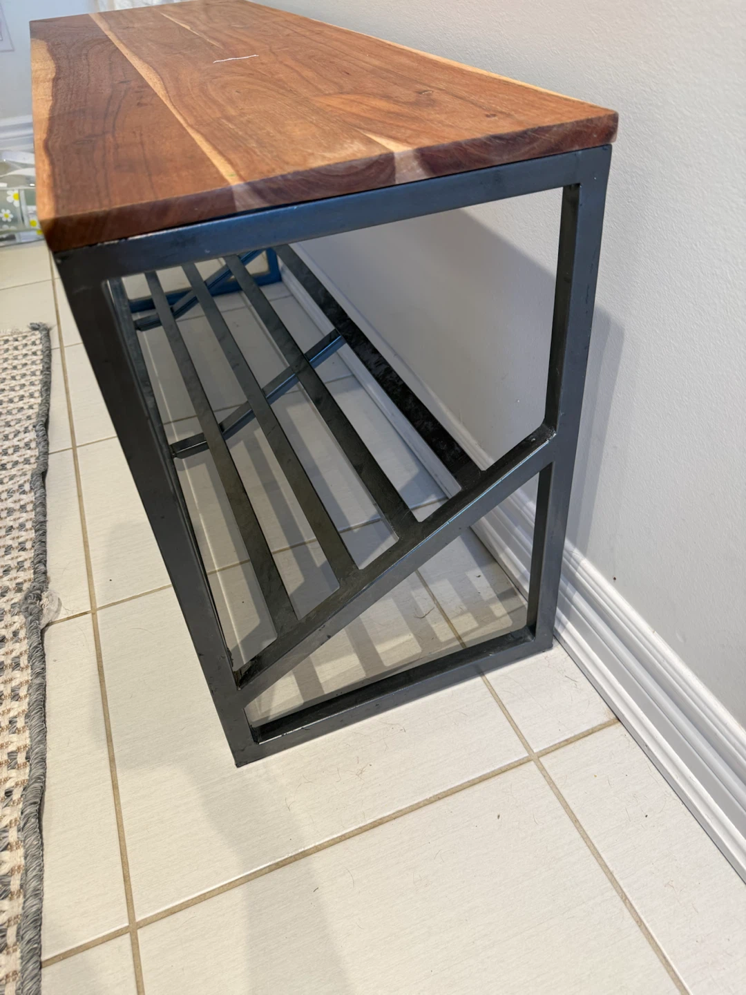 Wood and Metal Entryway Bench - photo 2