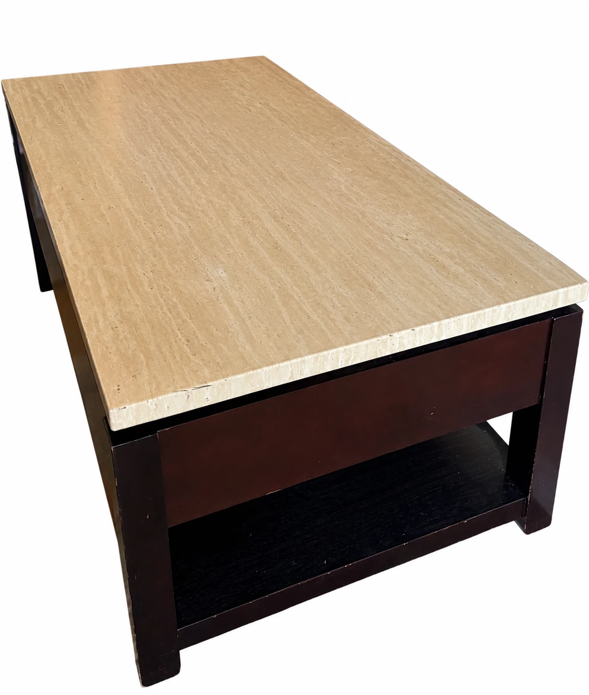 Travertine top coffee table