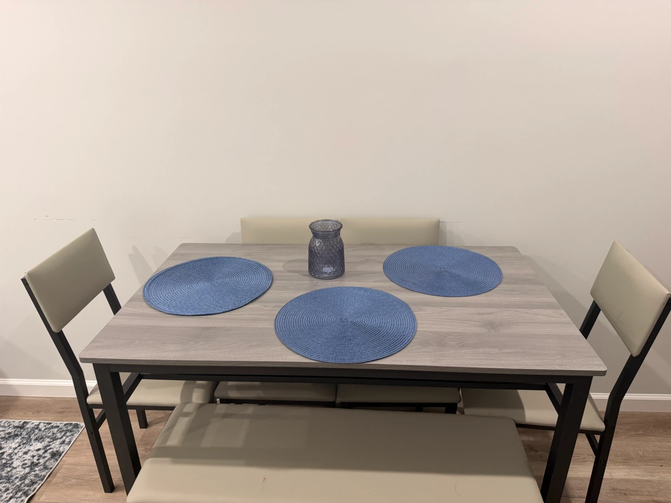 Dining Table Set with 2 Chairs and Bench