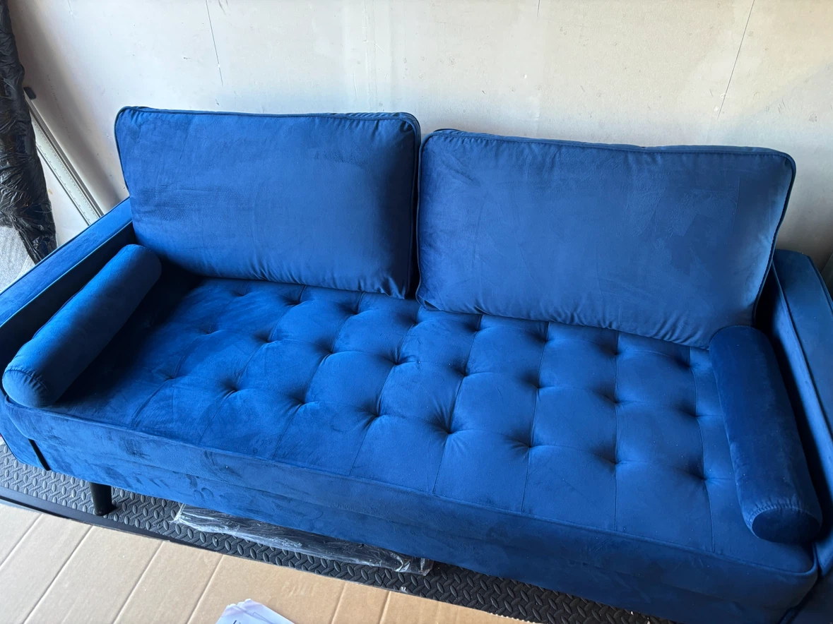Brand new 2-Seater Sofa Couch Blue Velvet - photo 2