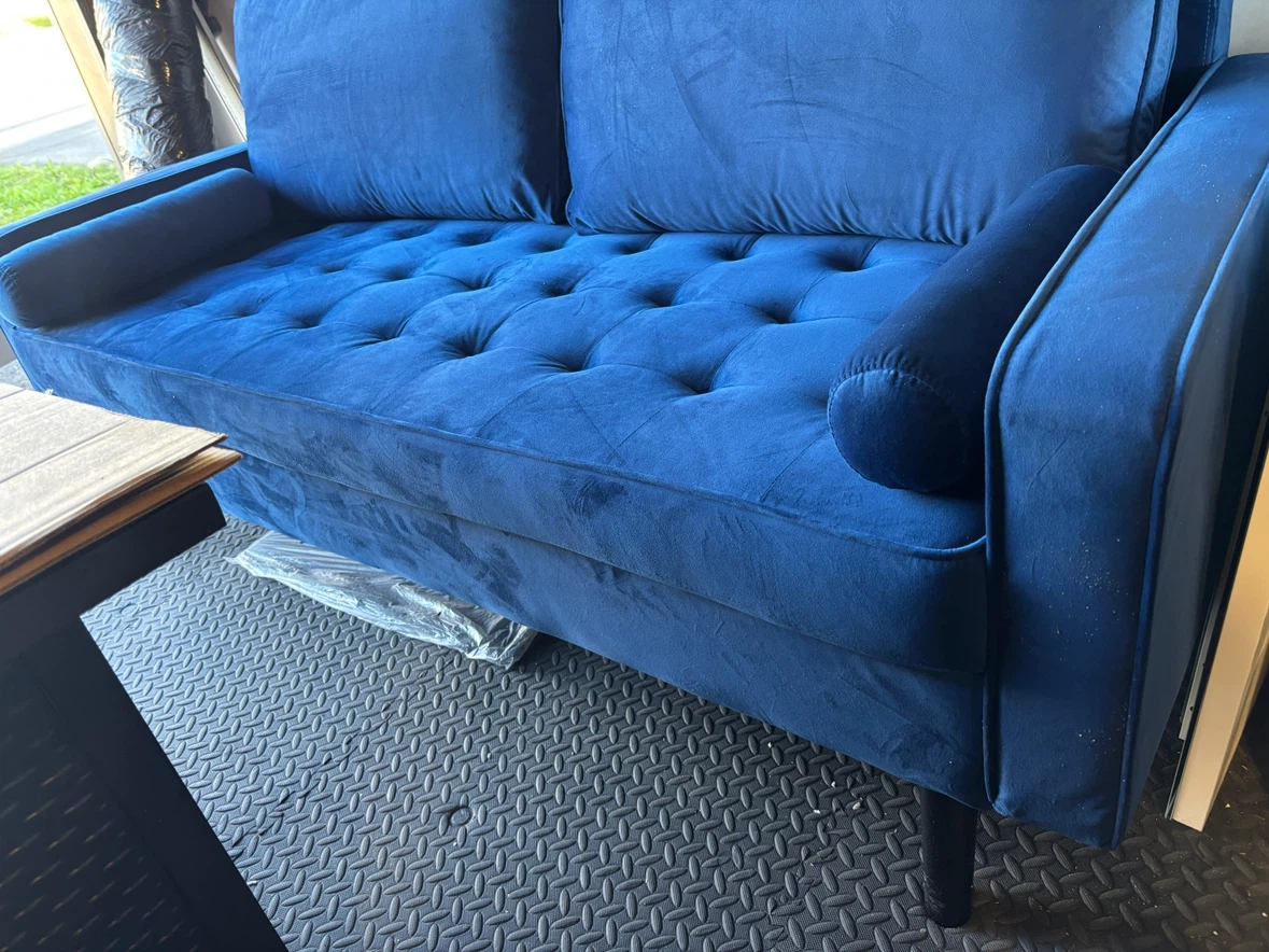 Brand new 2-Seater Sofa Couch Blue Velvet - photo 5