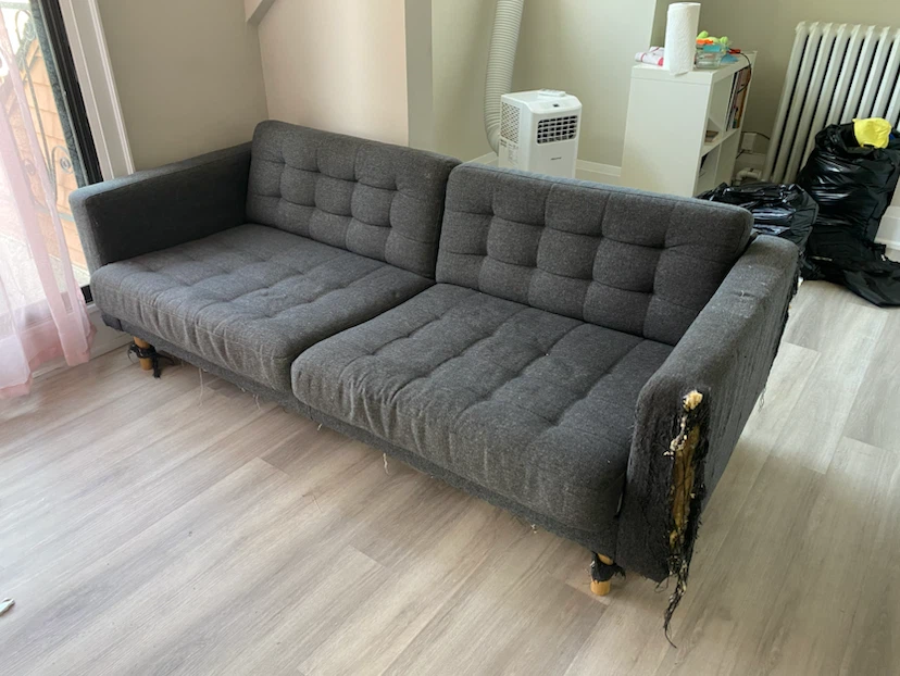 Dark Grey Ikea Sofa (Damaged)