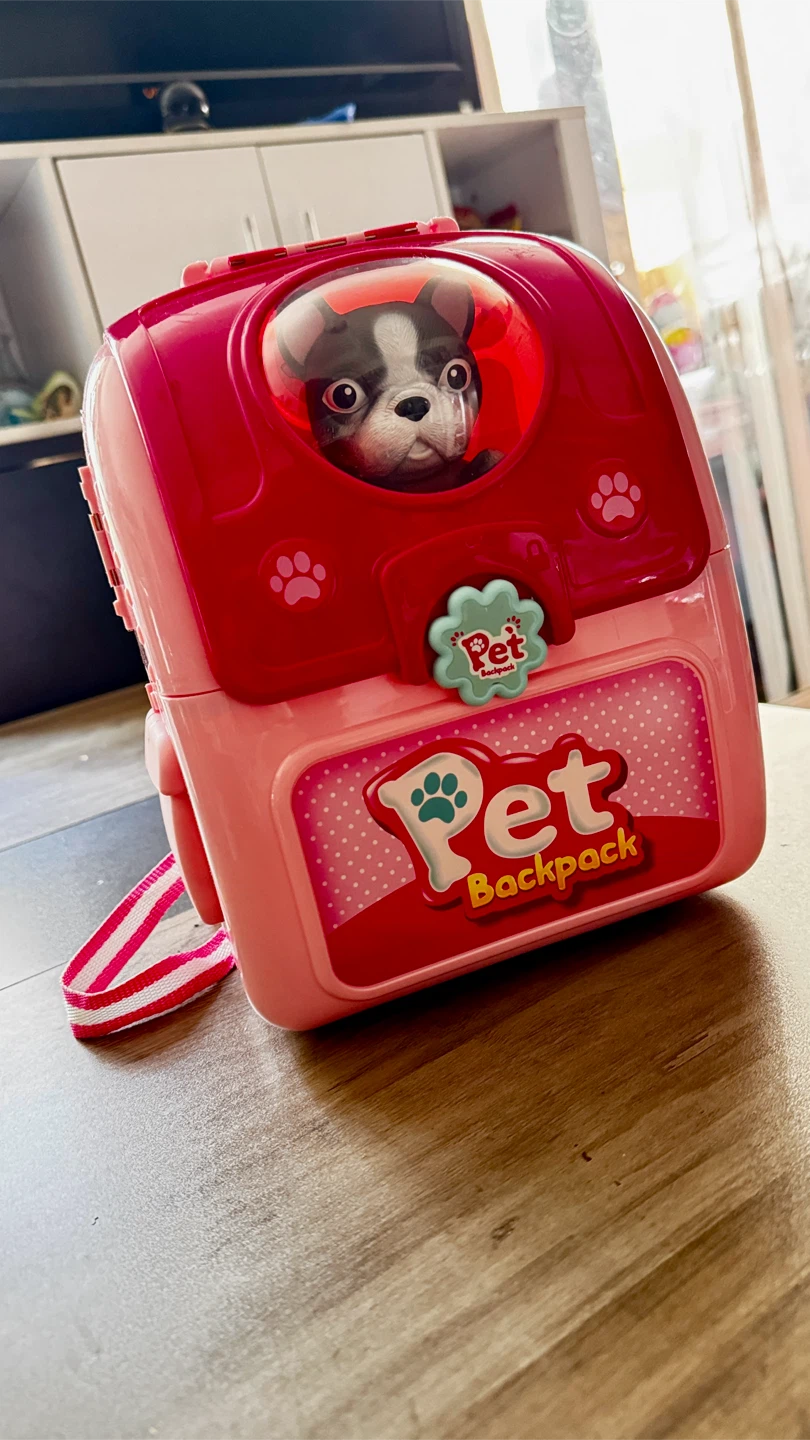 Pet Backpack Toy Set with French Bulldog