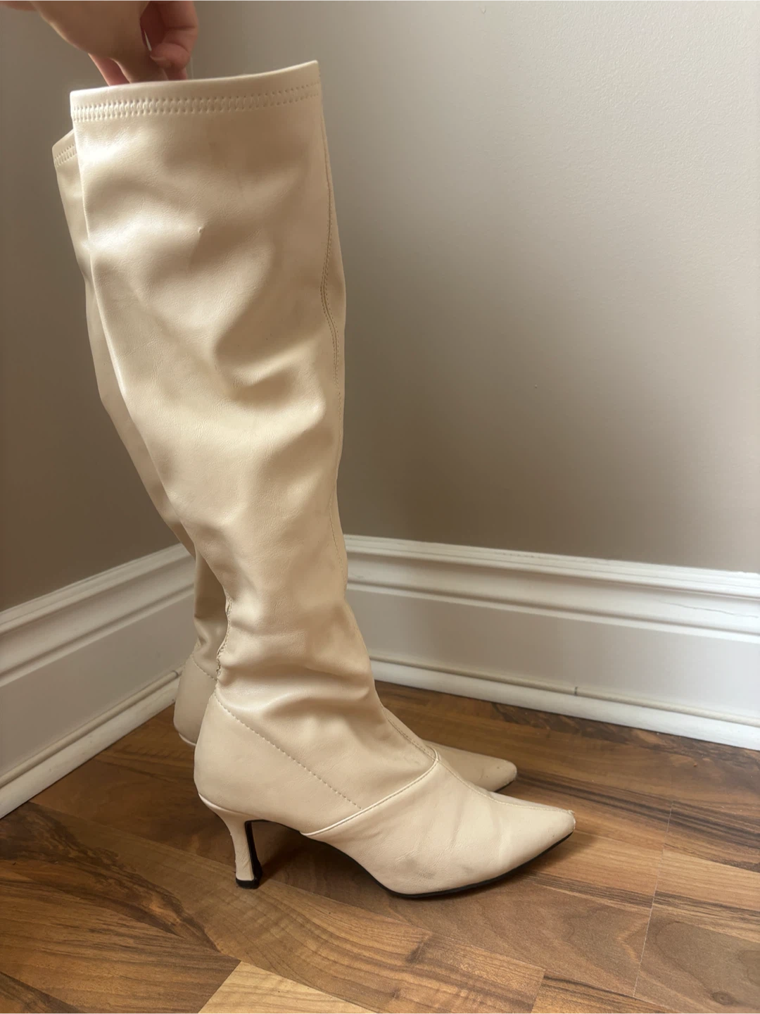 Cream Knee-High Boots - photo 4
