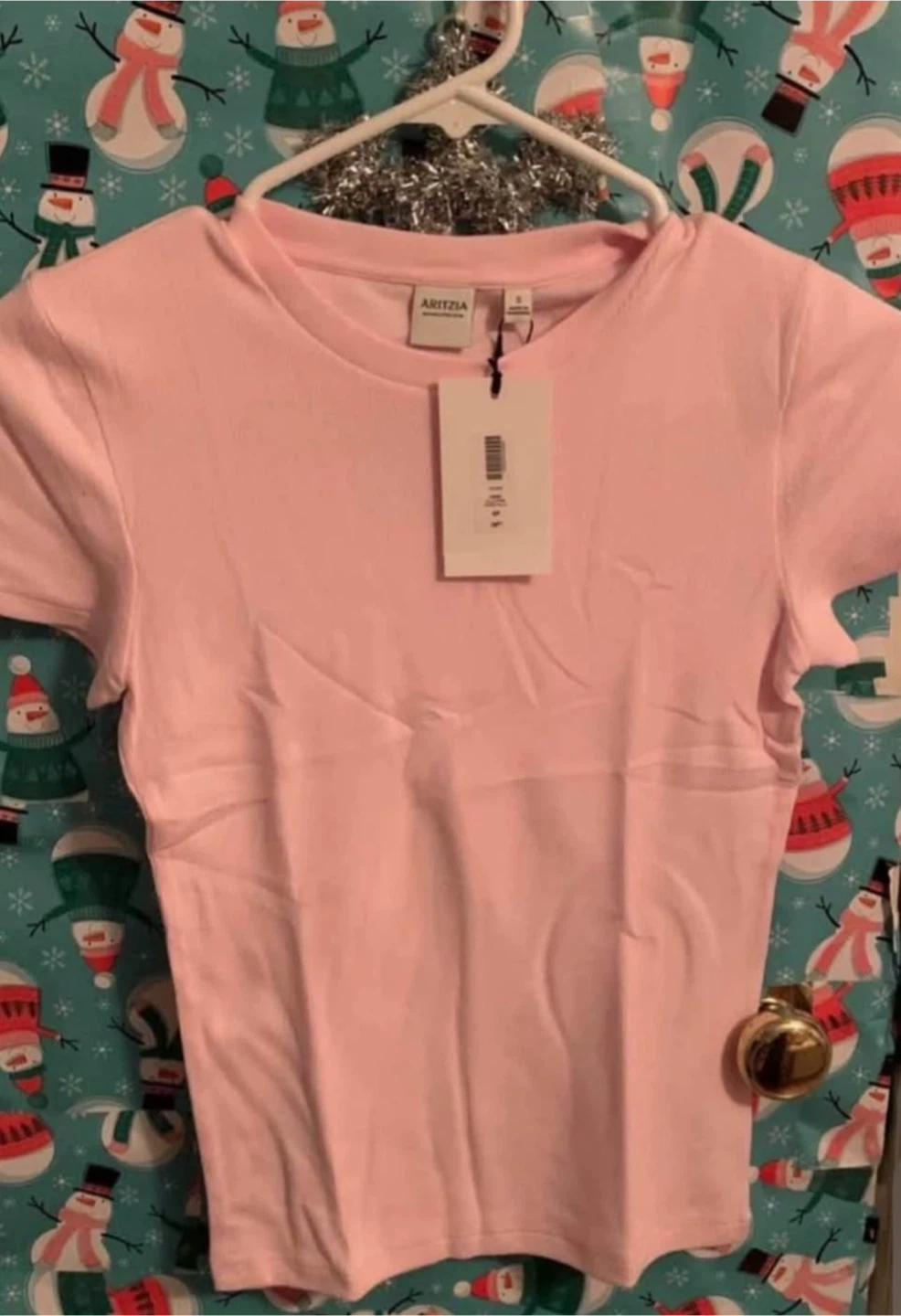 Women Aritzia villa pink home stretch t shirt size small tags on