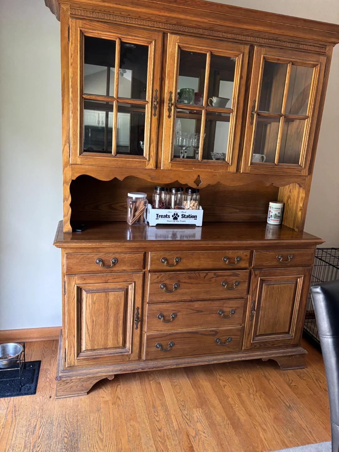 Vintage Oak China Cabinet Hutch