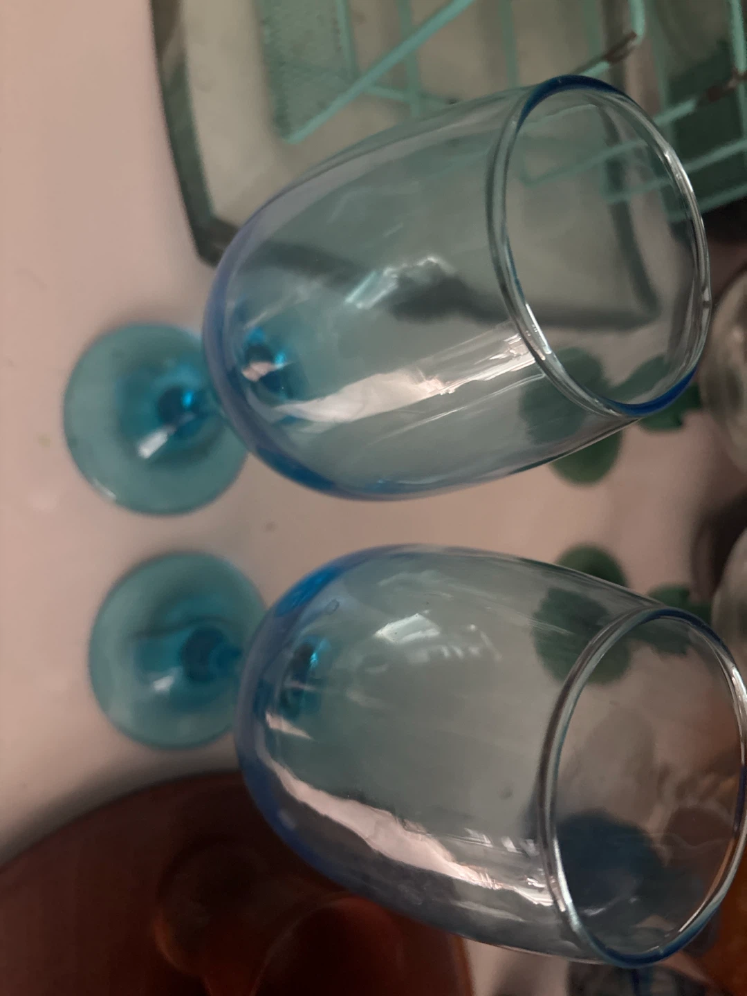 Set of 2 Blue Wine Glasses