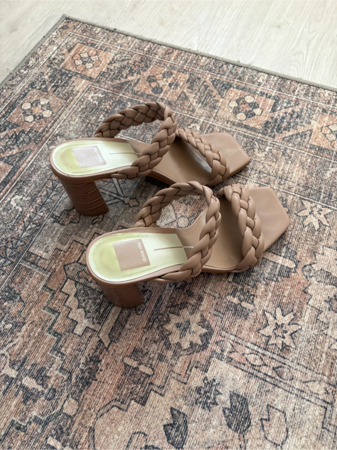 Size 8 Dolce Vita Braided Block Heel Sandals Tan