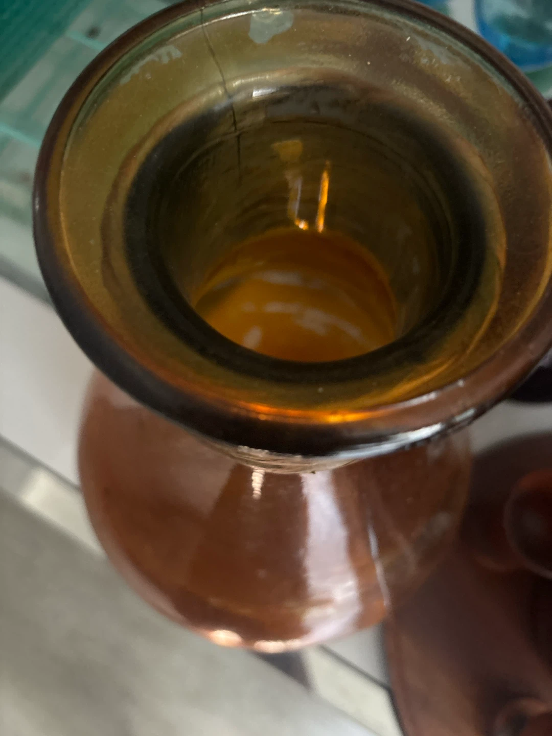Vintage Amber Glass Vase with Rope Accent - photo 2