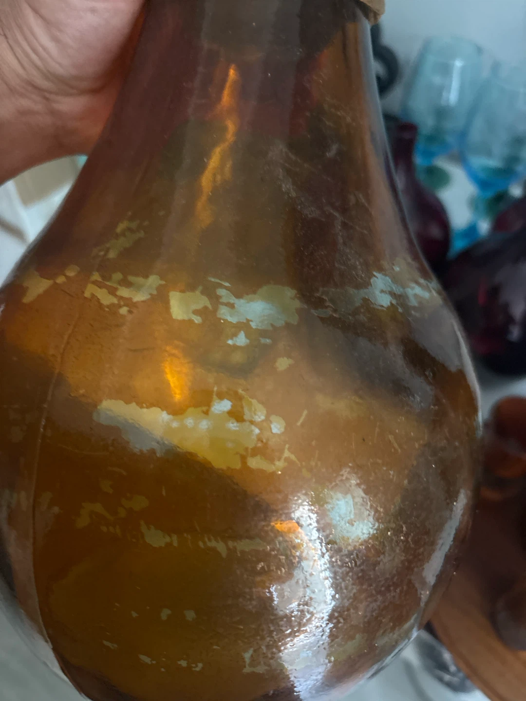 Vintage Amber Glass Vase with Rope Accent - photo 3