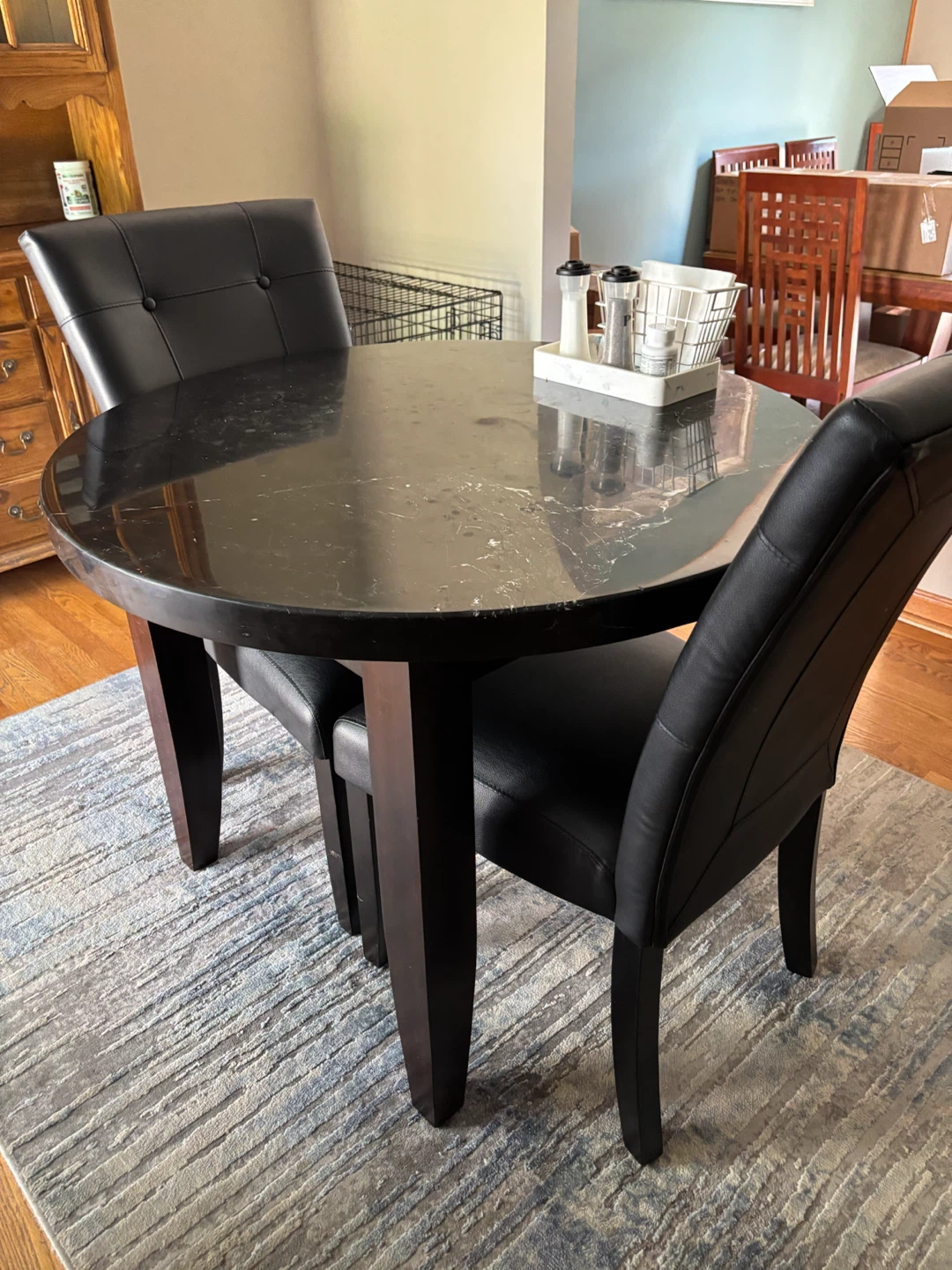 Faux marble dining table