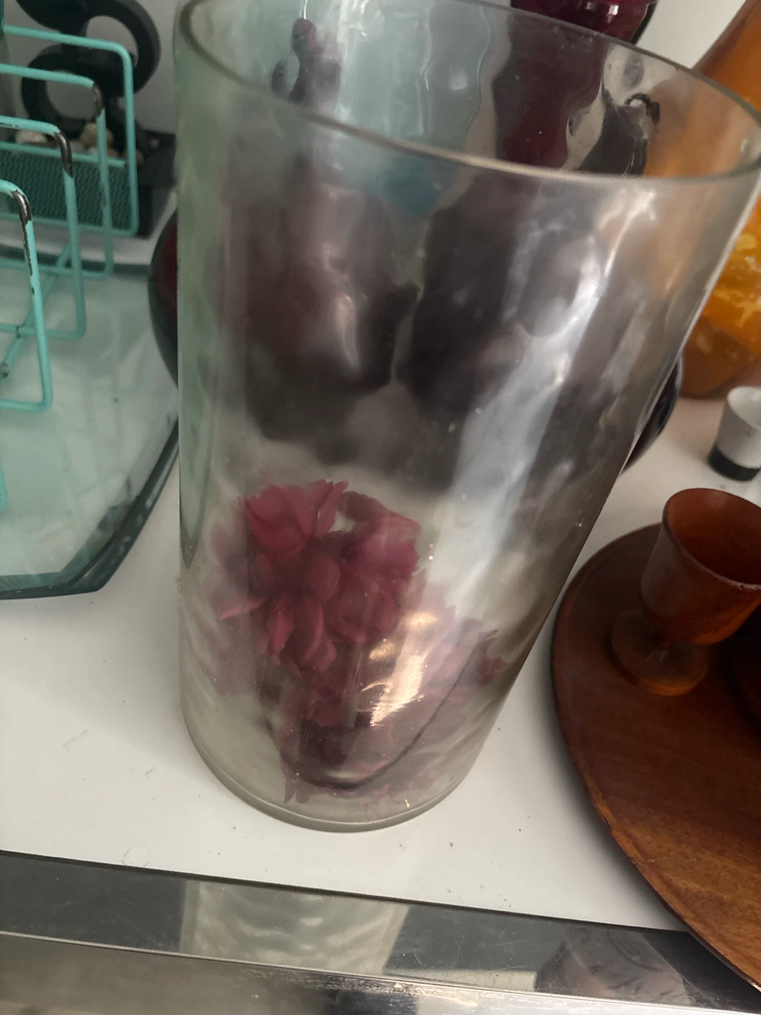 Glass Vase with Pink Flowers