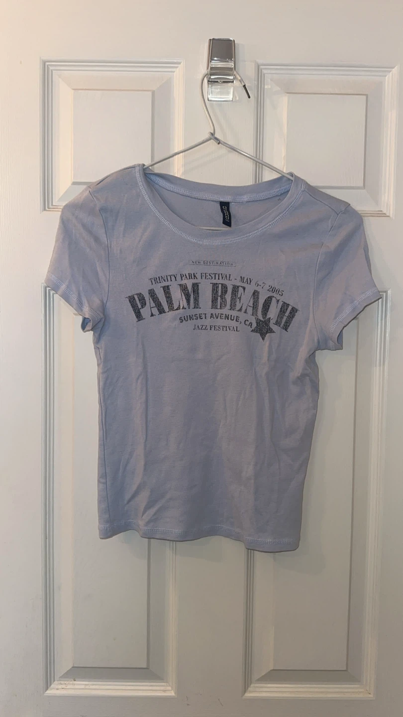 Light Blue "Palm Beach" Graphic T-Shirt