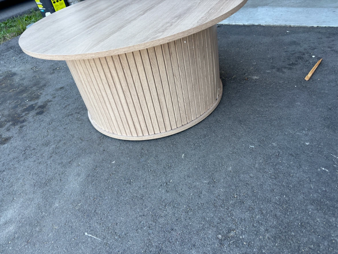 Round  fluted Wooden Coffee Table - photo 2