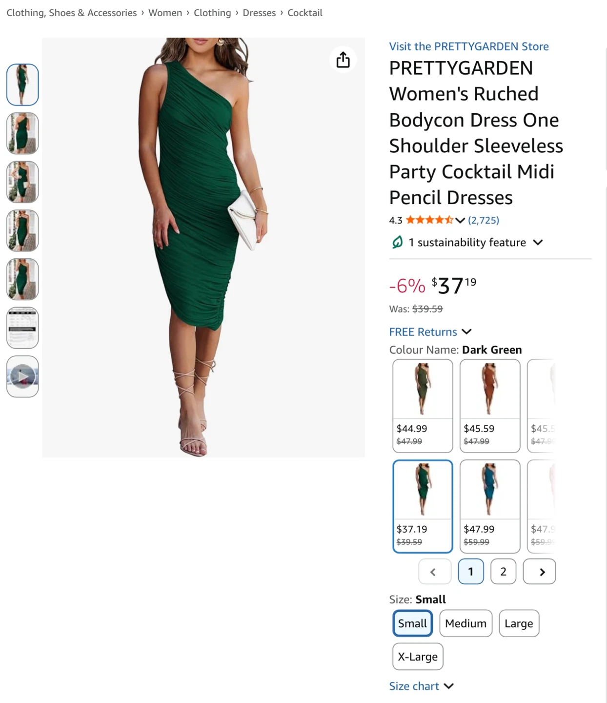 New classy Women's Ruched One Shoulder Midi Dress - Small - photo 4