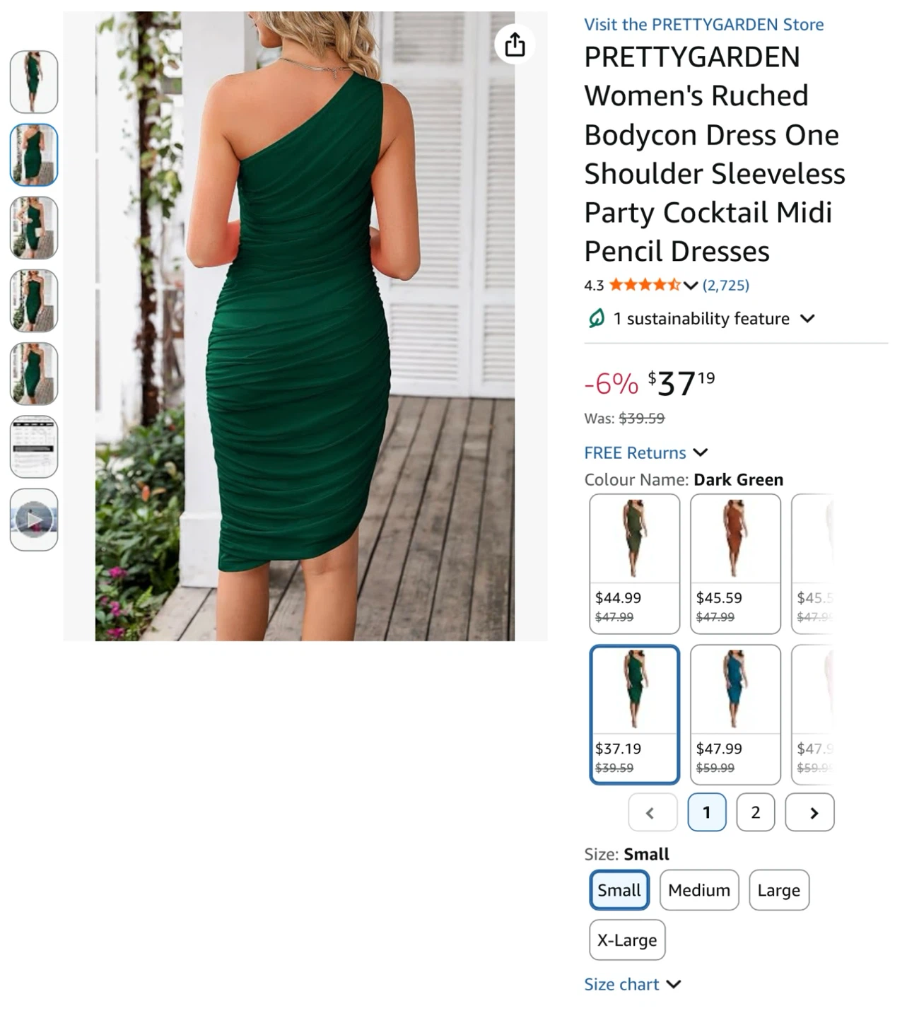 New classy Women's Ruched One Shoulder Midi Dress - Small - photo 5