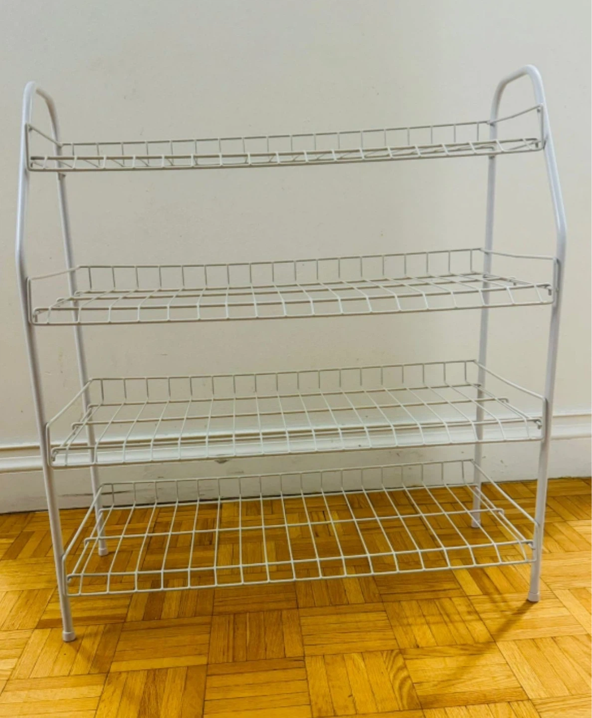 White 4-Tier Wire Shoe Rack