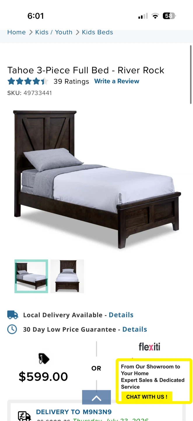 Tahoe 3-Piece Full Bed - River Rock