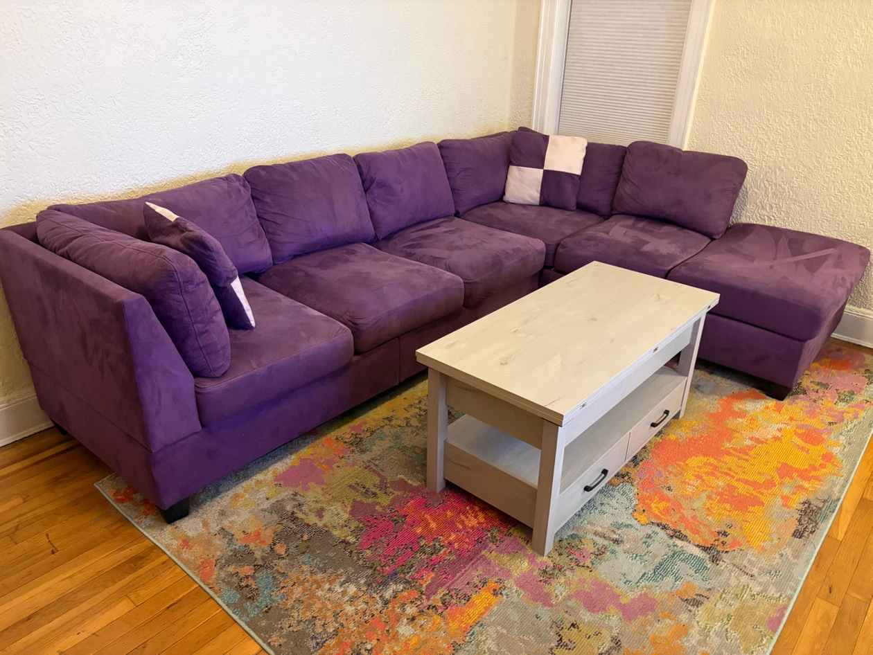 XL Purple L-Sectional Sofa
