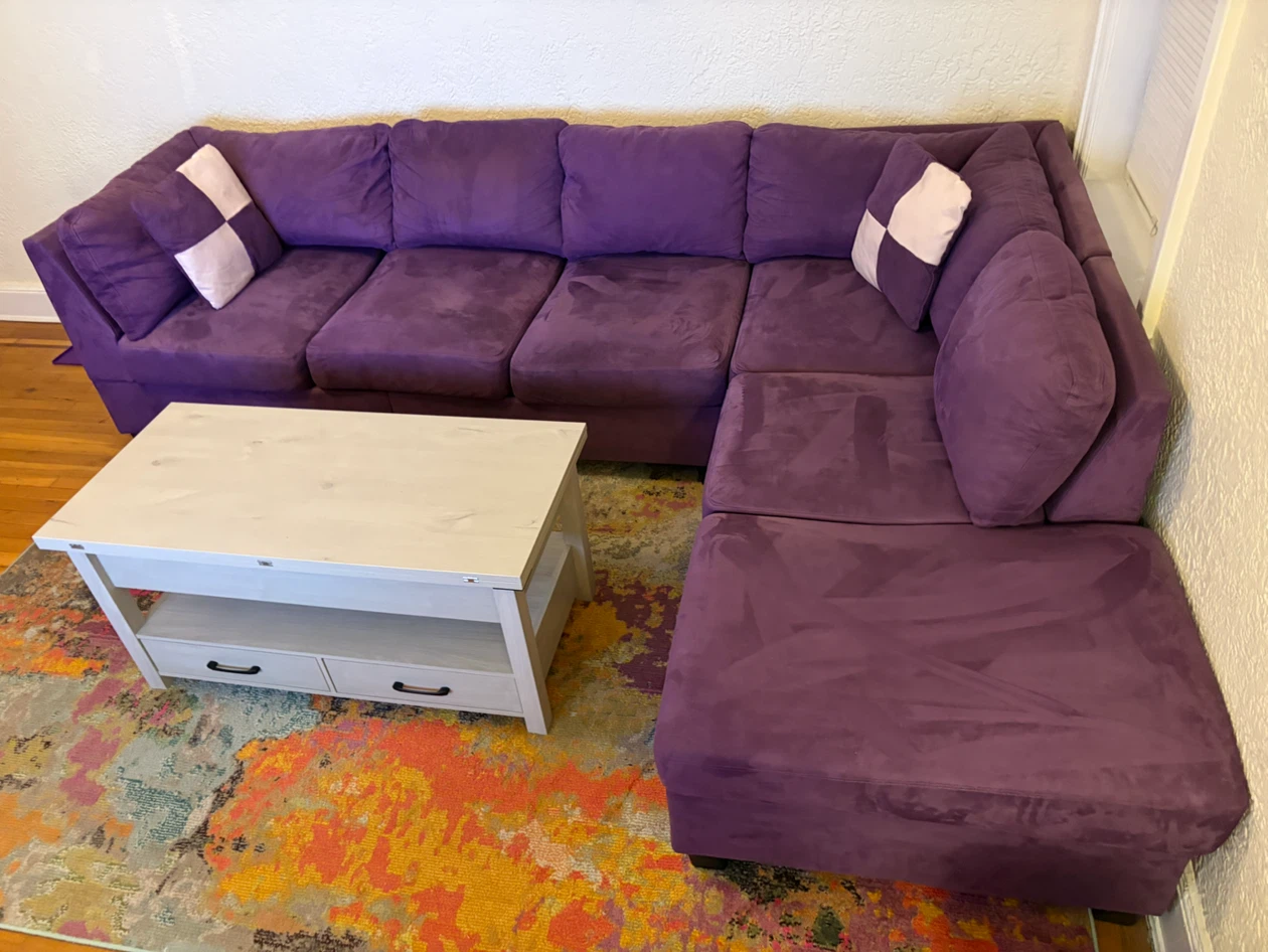 XL Purple L-Sectional Sofa - photo 2