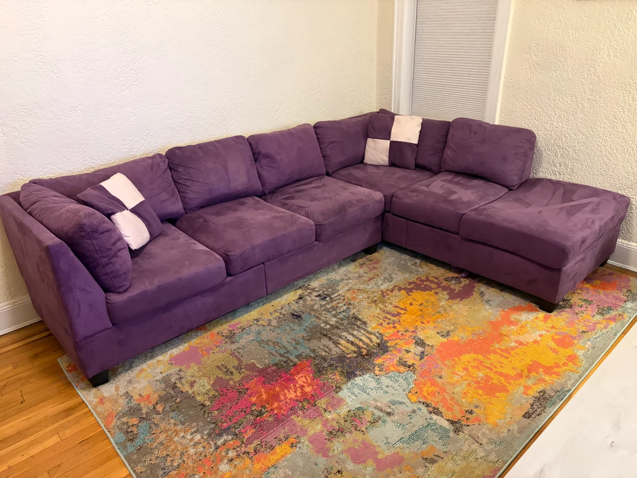 XL Purple L-Sectional Sofa - photo 4