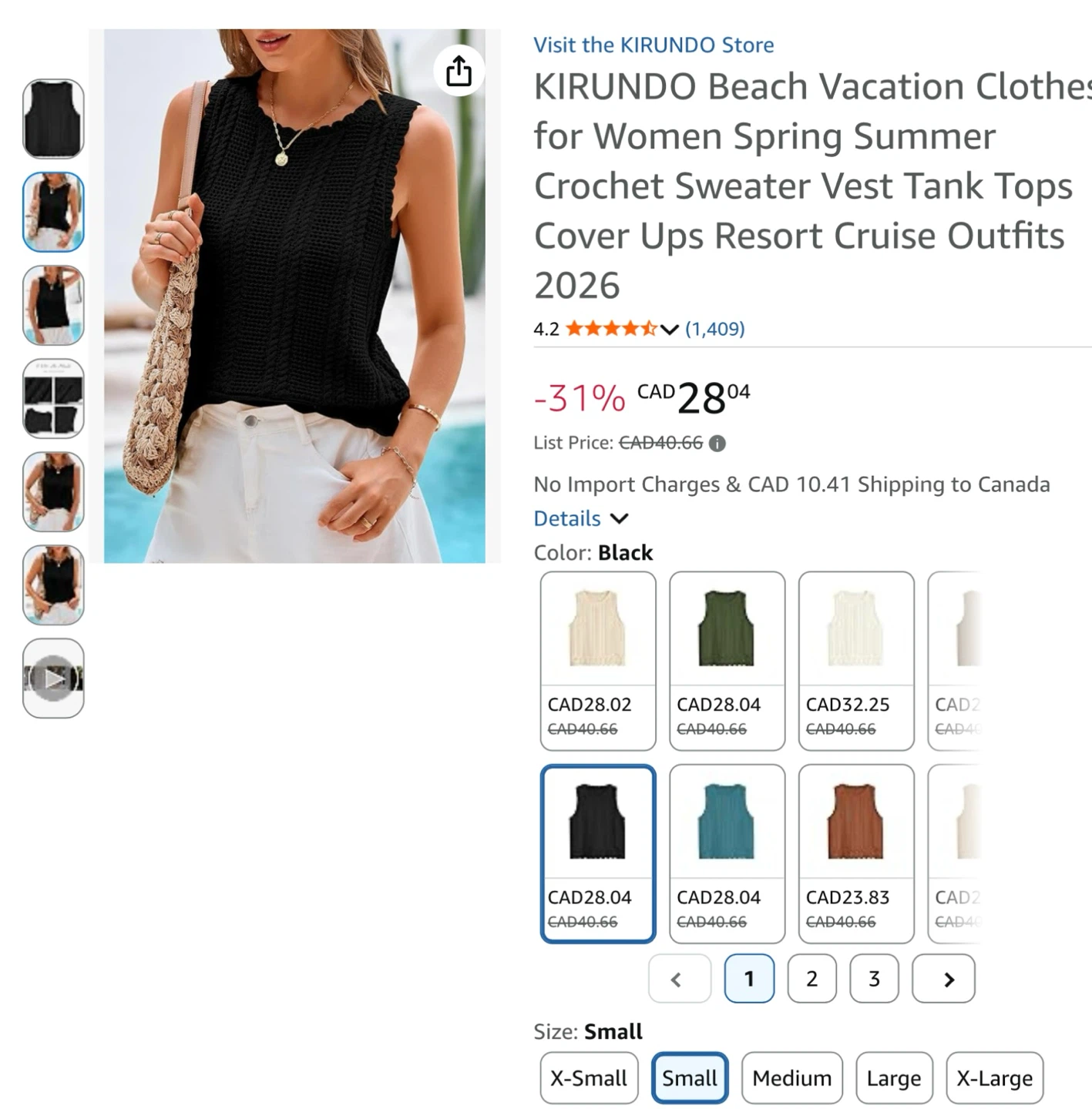 Cute Women's Crochet Sweater Vest Tank Top - Small