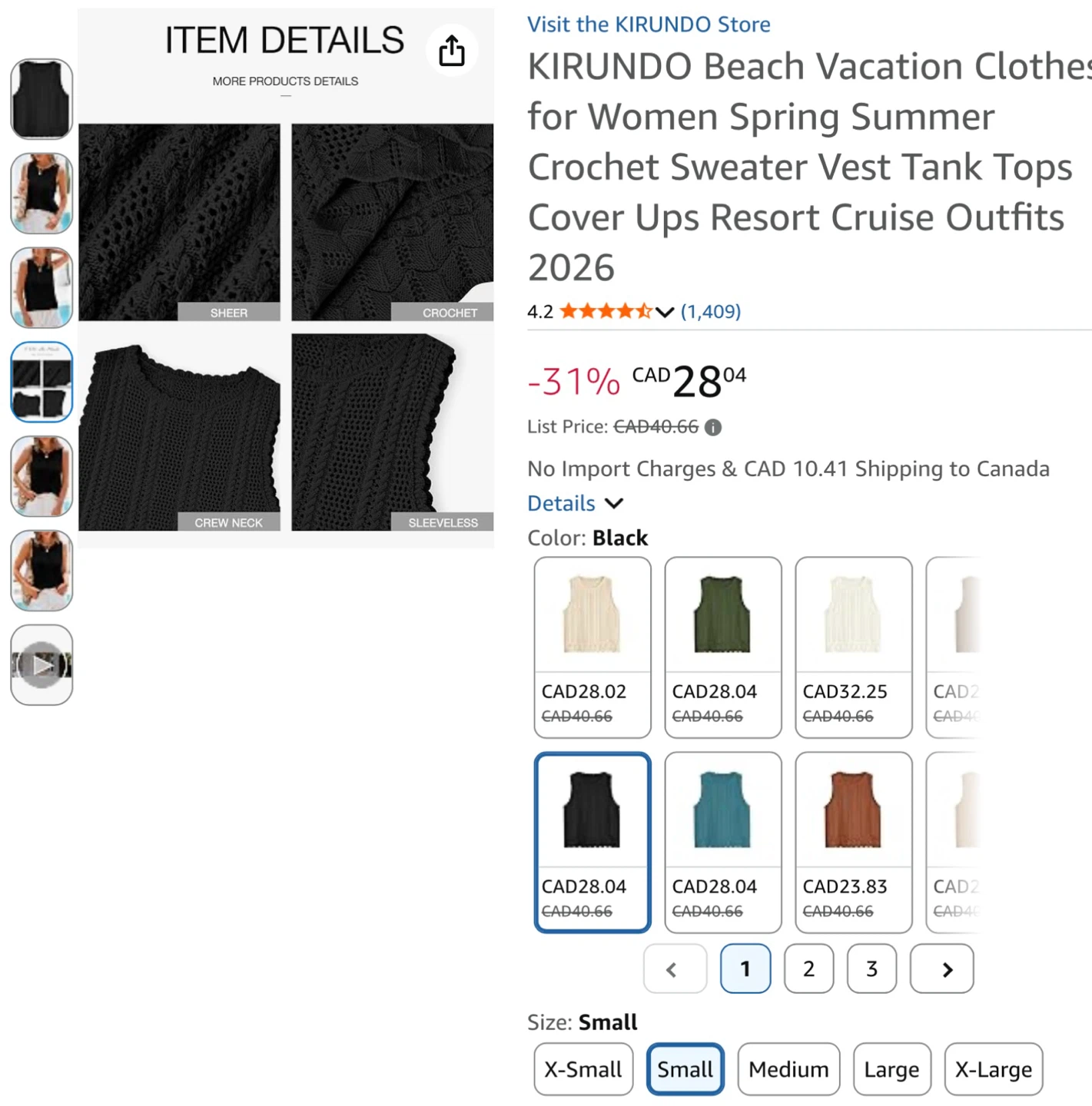 Cute Women's Crochet Sweater Vest Tank Top - Small - photo 3