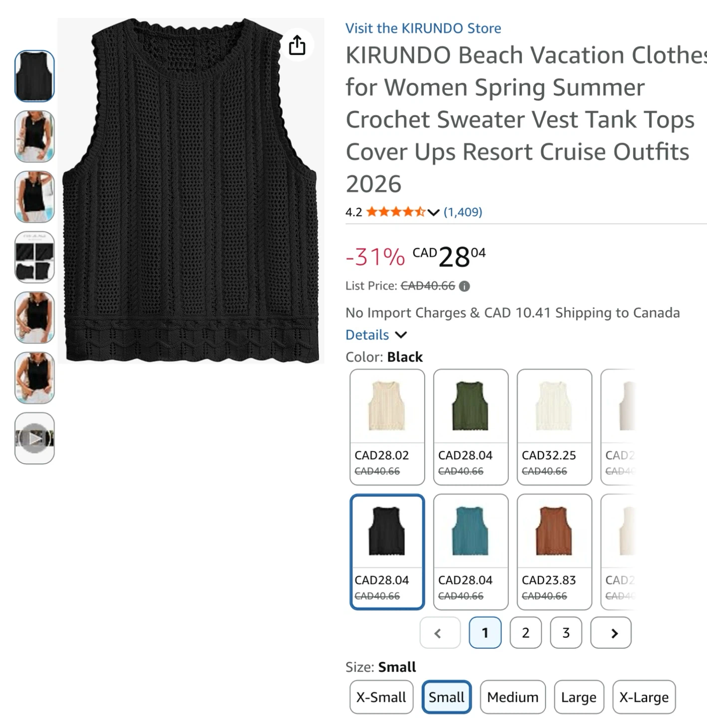 Cute Women's Crochet Sweater Vest Tank Top - Small - photo 2