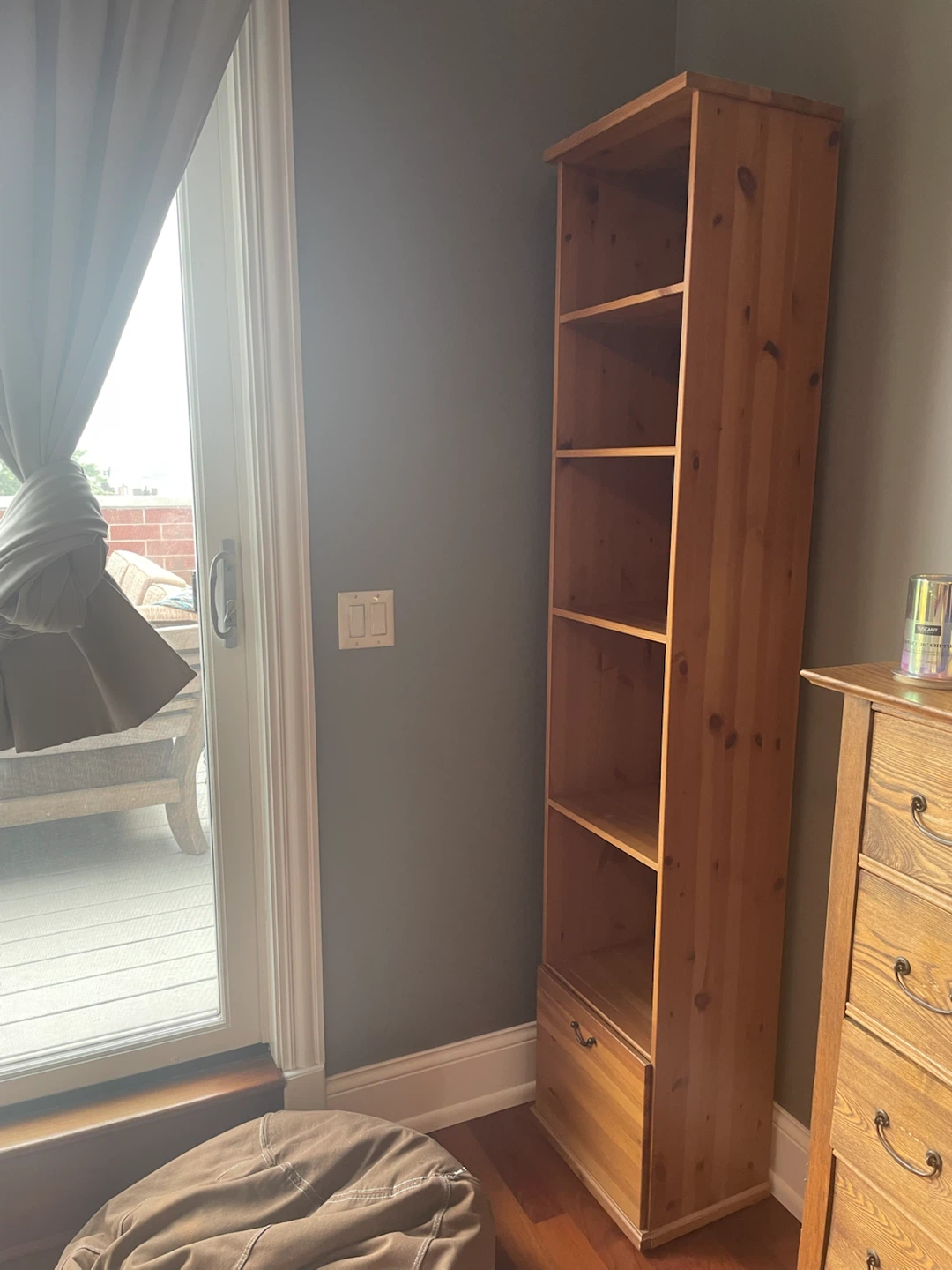 Tall Wooden Bookshelf with Drawer - photo 2