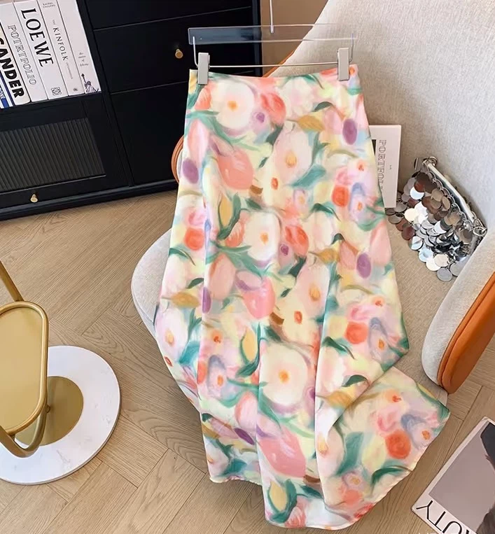 Floral Print Midi Skirt Size S