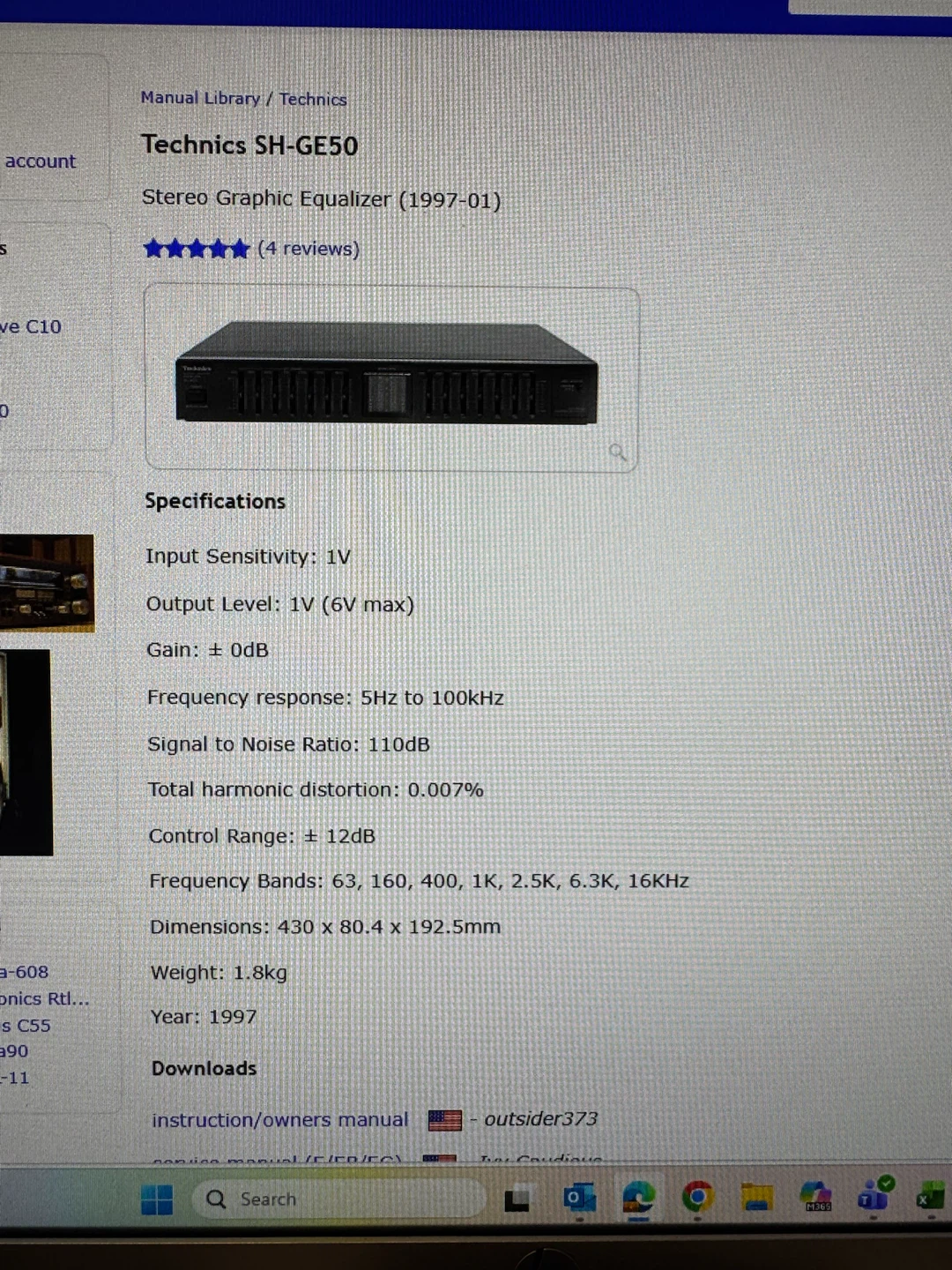 Technics A/V Receiver and Graphics Equalizer - photo 5
