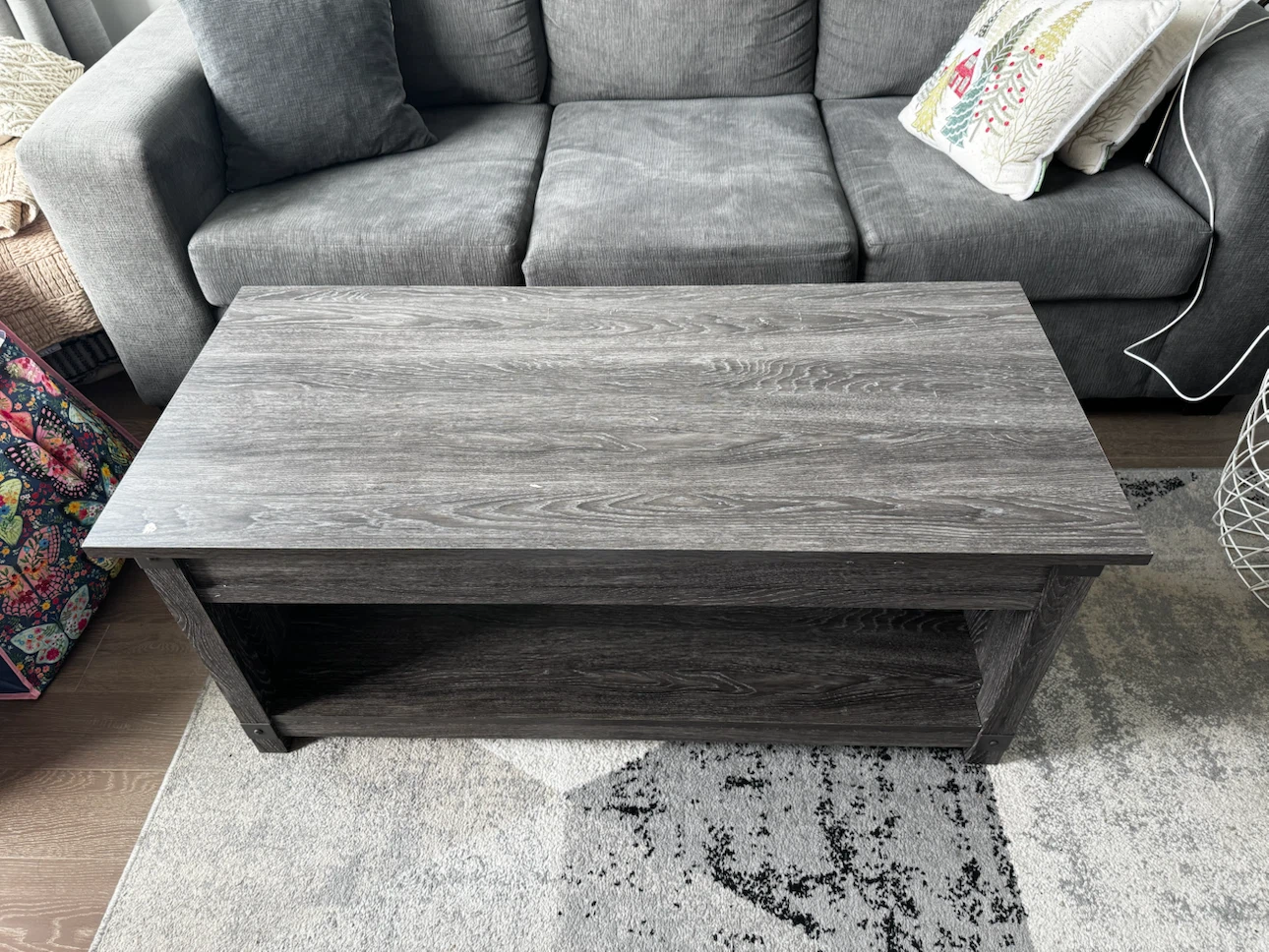 Grey Wood Lift Top Coffee Table with Storage