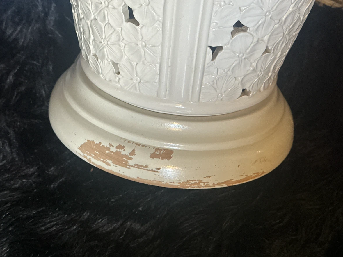 2 MCM Frederick Cooper Reticulated Table Lamps  Dogwood Flower - photo 5