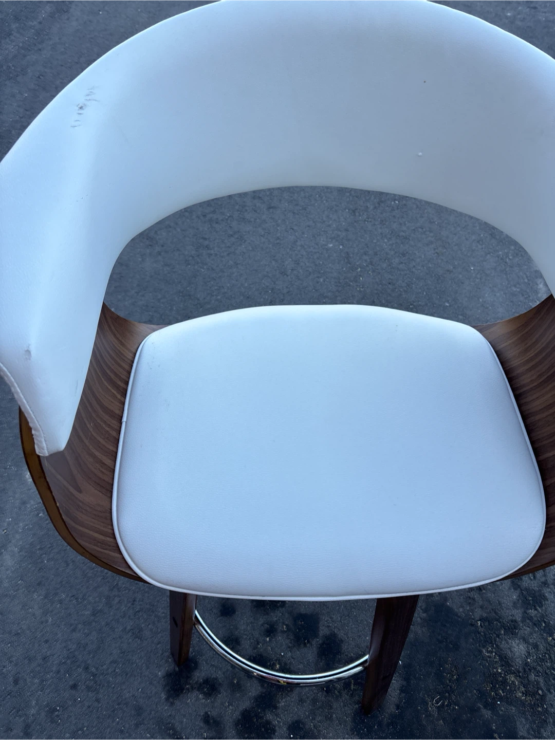 White Faux Leather Bar/ counter  Stool with Wood Base - photo 2