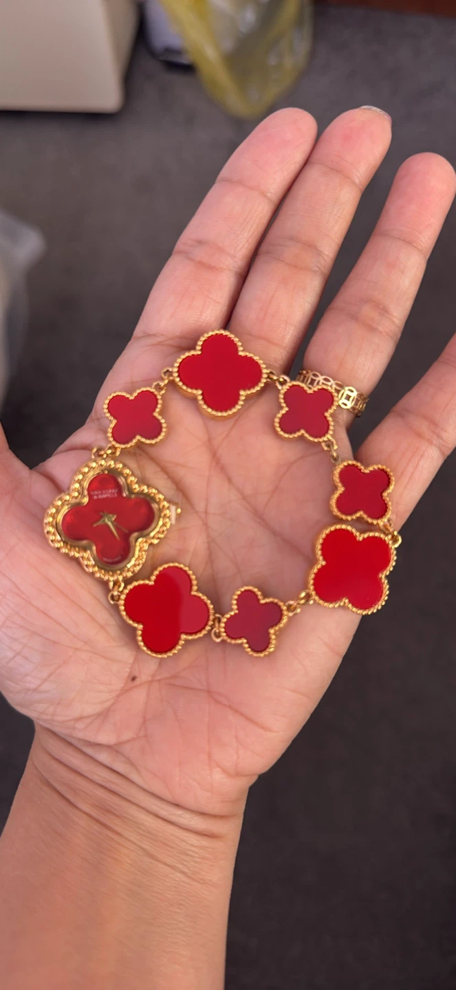 Van Cleef & Arpels Alhambra Watch Bracelet Red Gold Tone